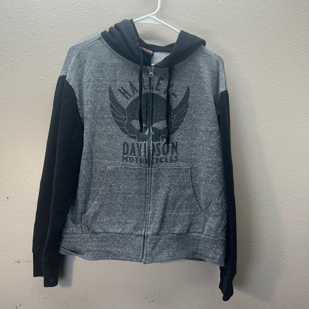 HARLEY-DAVIDSON‎ Skull Wing Basic Full Zip Hoodie Hooded Jacket Women’s SZ L